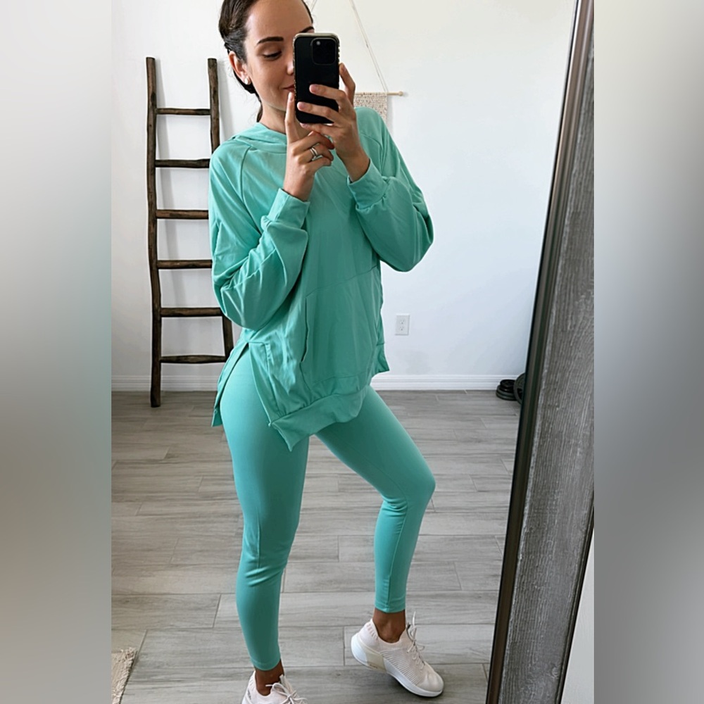 Emerald Teal Two-Piece Set, Split Long Sleeve Hoo… - image 4